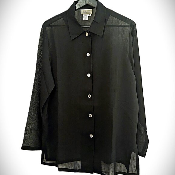 Semi Sheer Shirt-Tunic w/Abalone Buttons - Picture 1 of 5